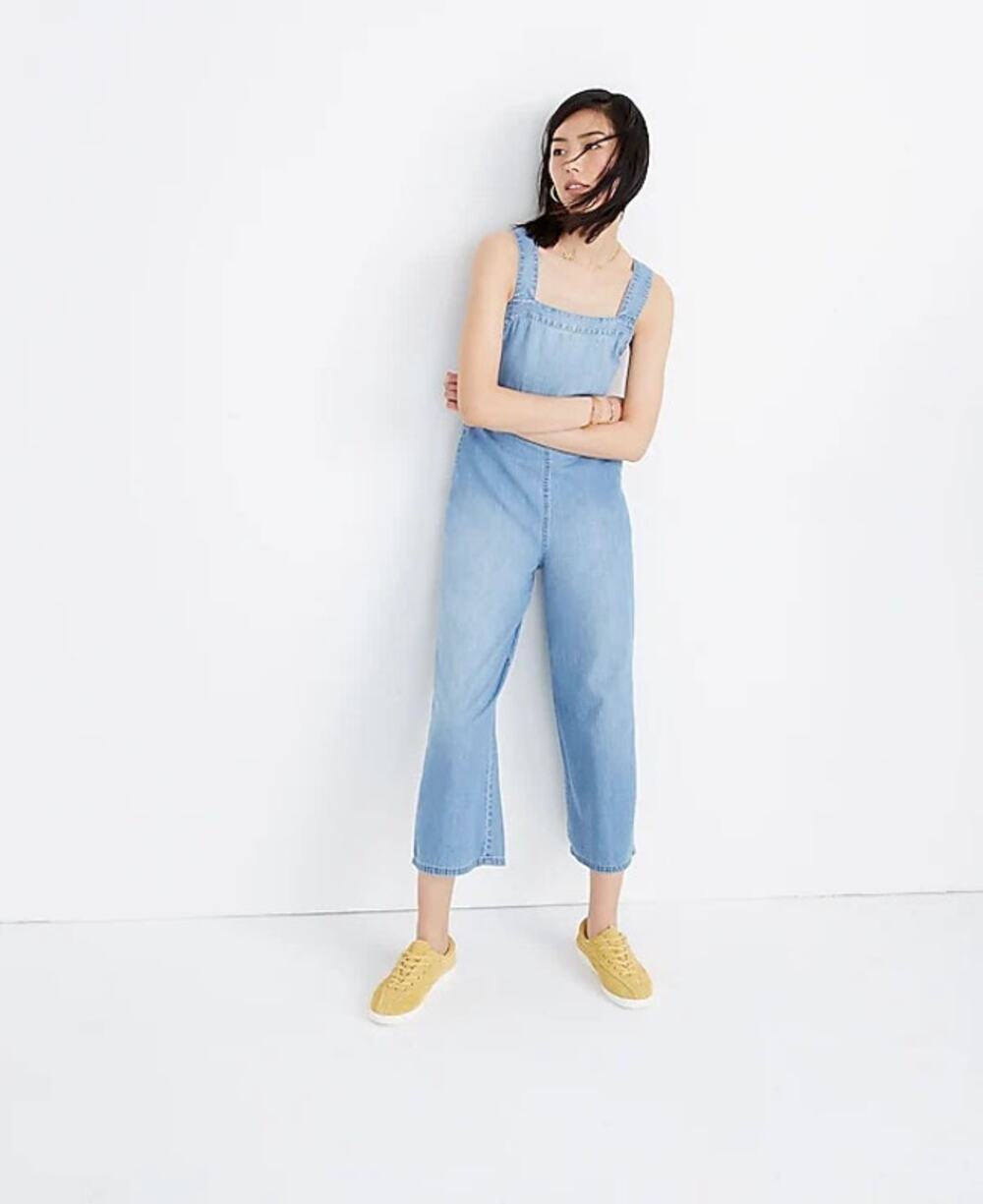Madewell Denim Apron Bow-Back Jumpsuit